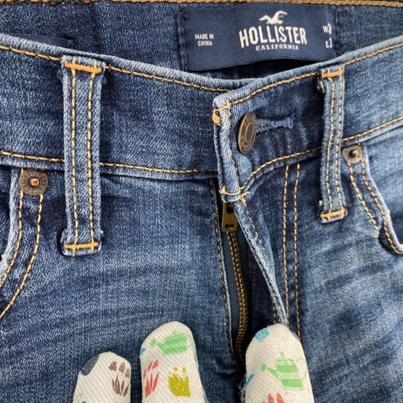Hollister Jeans Women's 28 Washed Blue Supper Skinny Stretch Ripped 5 Pocket - Picture 4 of 13